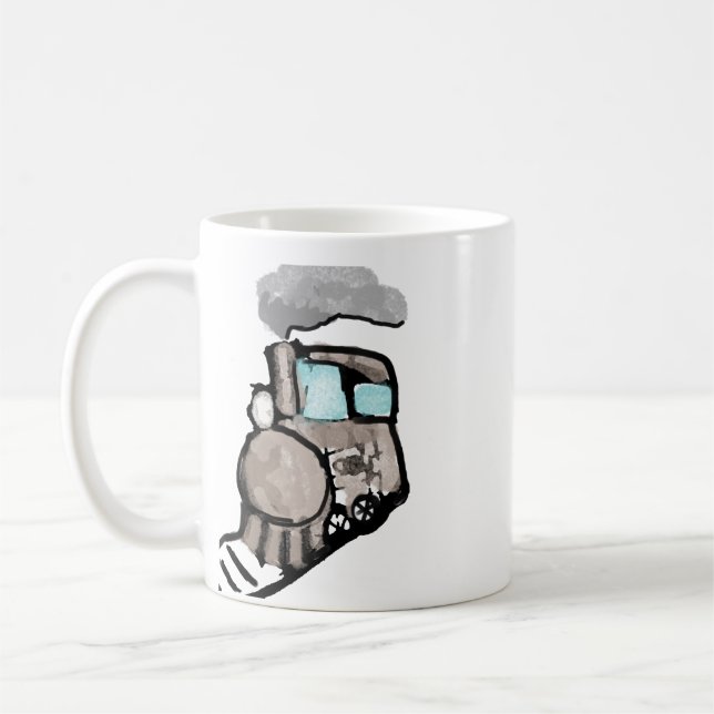 Mug de café avec une illustration d'un train à l'a (Gauche)