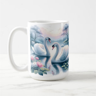 Mug de café - Beaux cygnes dans une eau douce