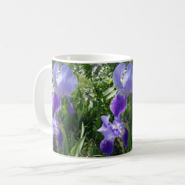 Mug de café blanc à fleurs violettes (Devant gauche)