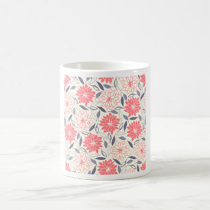 Mug de café blanc rouge floral
