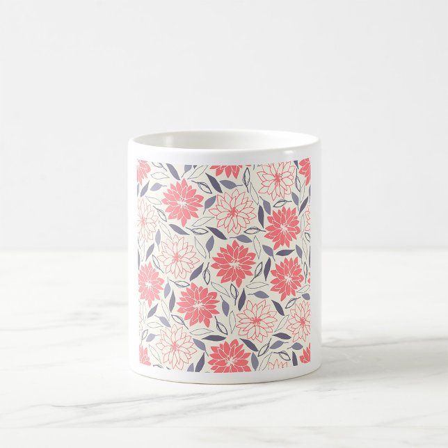 Mug de café blanc rouge floral (Créateur téléchargé)