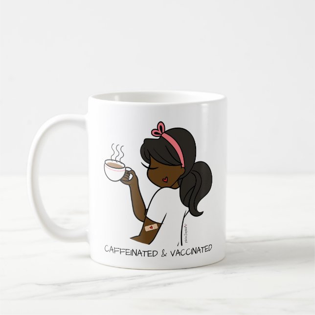 Mug de café caféiné et vacciné personnalisé (Gauche)