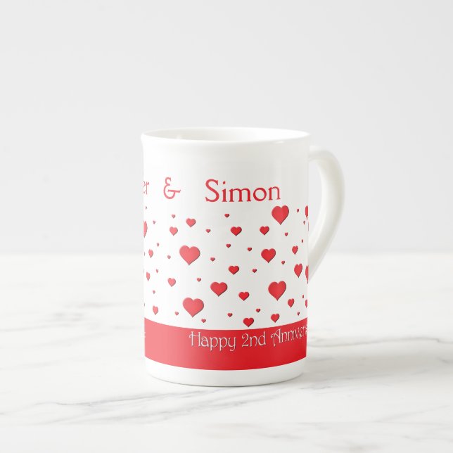 Mug de café - Chine osseuse - 2e anniversaire (Devant droit)
