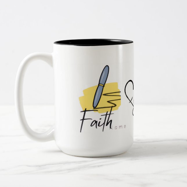 Mug de café chrétien avec le mot Foi 15oz (Gauche)