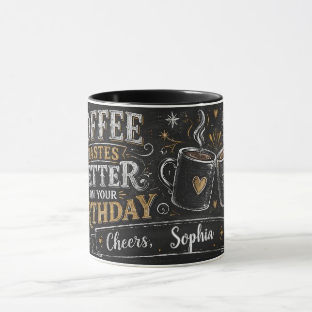 Mug de café d'anniversaire personnalisé (Centre)