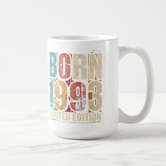 Mug de café d'anniversaire vintage 1993 - Vieilli  (Droite)