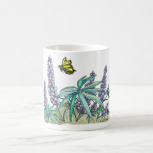 Mug de café d'aquarelle Lupine de l'Alaska