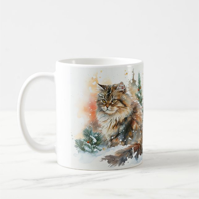 Mug de café de chat de Sibérie (Gauche)