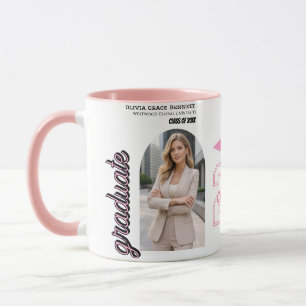 Mug de café de fin d'études Black & Pink 2026 Cade