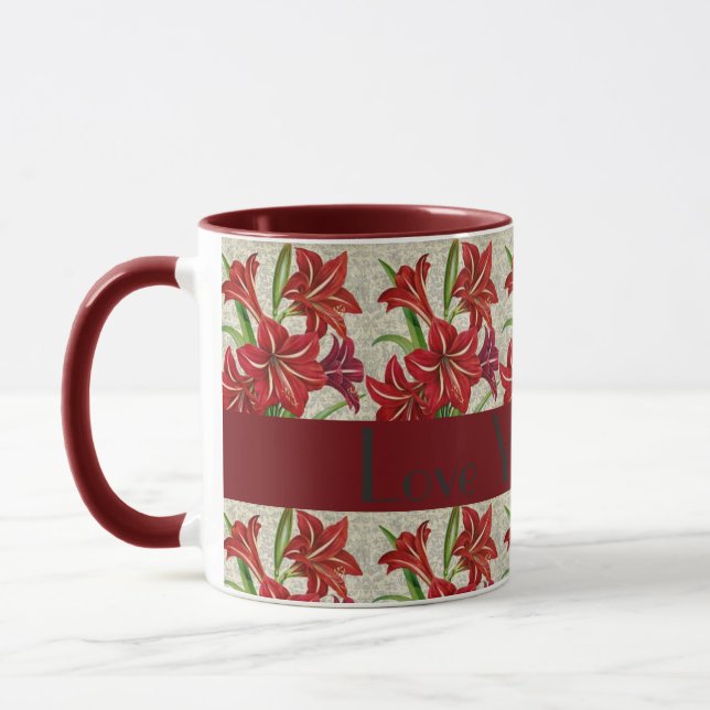 Mug de café de la fête des mères Lys rouges (Gauche)