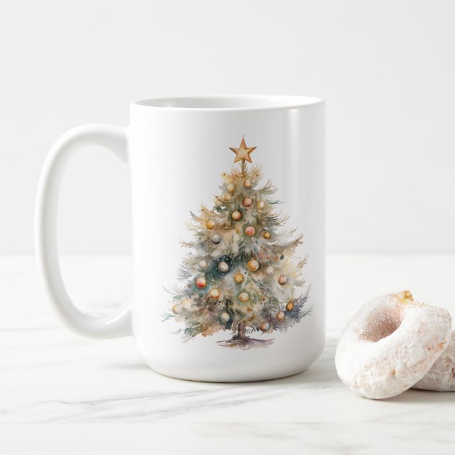 Mug de café de Noël aquarelle (Avec donut)