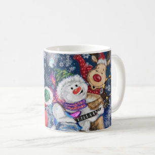 Mug de café de Noël avec des amis heureux