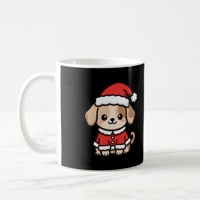 Mug de café de Noël avec un chiot Santa mignon (Gauche)