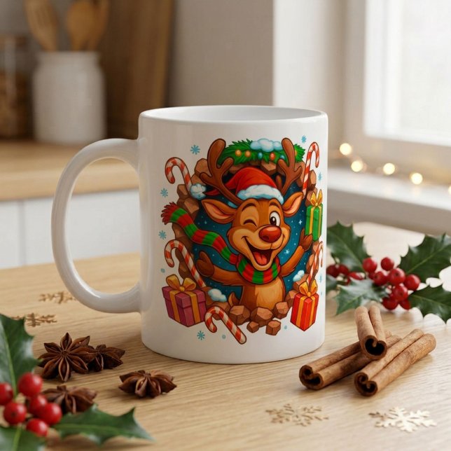 Mug de café de Noël Renne 3D Mignon (Créateur téléchargé)