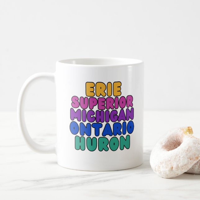 Mug de café des Grands Lacs de Michigan Rainbow Te (Avec donut)