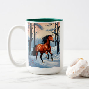 Mug de café d'hiver Tasse avec un cheval dans la
