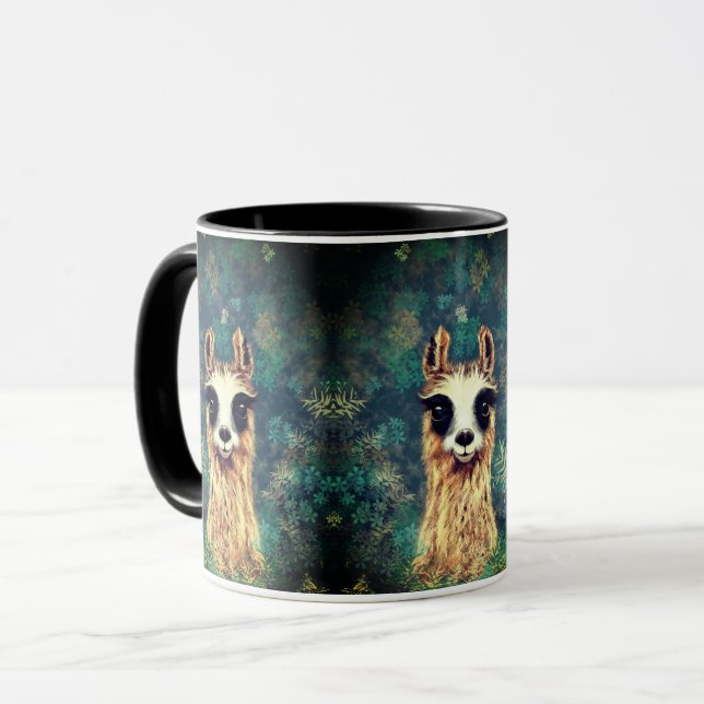 Mug de café drôle avec Llama curieuse (Devant gauche)