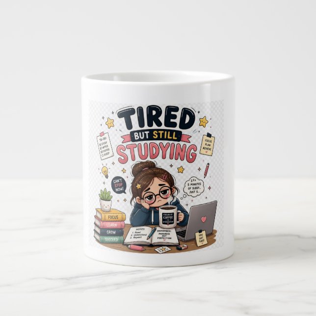 Mug de café drôle pour étudiant fatigué mais qui c (Devant)