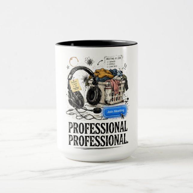 Mug de café drôle pour professionnel en télétravai (Centre)