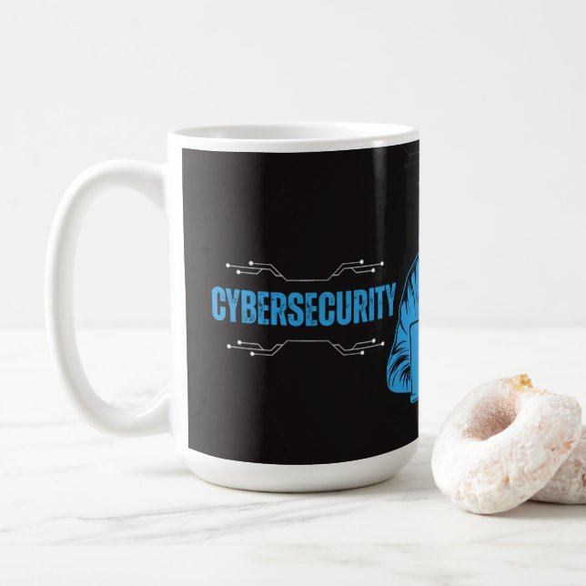 Mug de café drôle sur la cybersécurité pour hommes (Avec donut)
