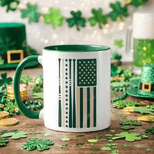 Mug de café du drapeau au trèfle des Américains d'