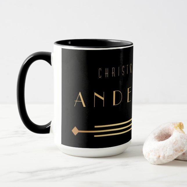 Mug de café élégant de Noël Art déco (Avec donut)