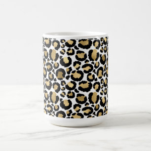 Mug de café empreinte de léopard or, blanc et noir