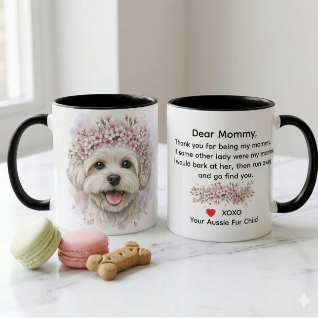 Mug de café en art aquarelle Couronne de fleurs po (Créateur téléchargé)