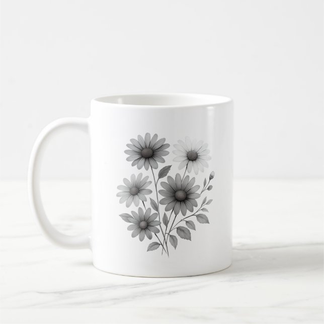 Mug de café en céramique - Design de marguerite -  (Gauche)