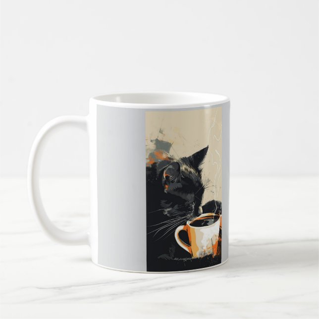 Mug de café en chat noir - cadeau unique pour amou (Gauche)