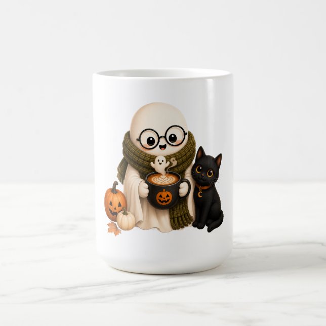 Mug de café fantôme d'Halloween mignon et cosy (Centre)