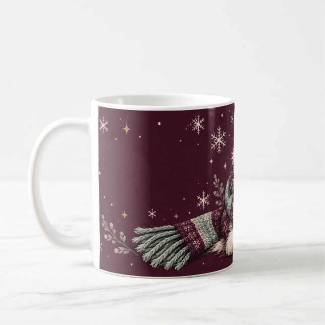 Mug de café flocon de neige bordeaux pour chat d'h (Gauche)