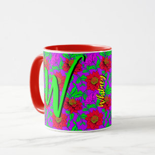 Mug de café floral avec belle conception de fleurs