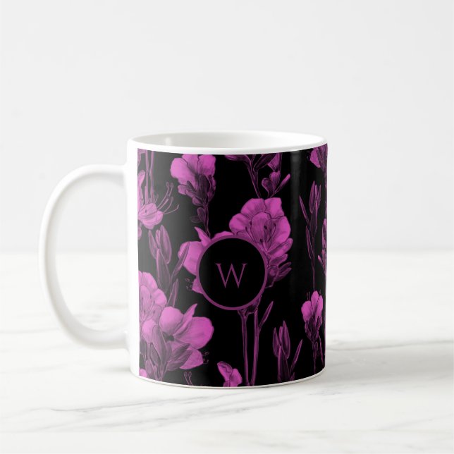 Mug de café Floral rose personnalisé (Gauche)