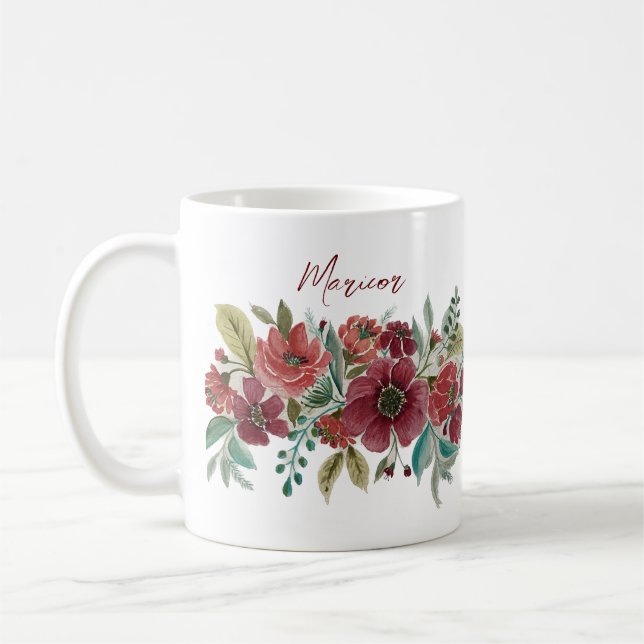 Mug de café Floral rouge (Gauche)