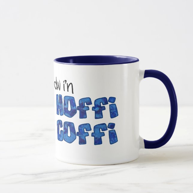 Mug de café gallois : Hoffi Coffi, effet bleu marb (Droite)