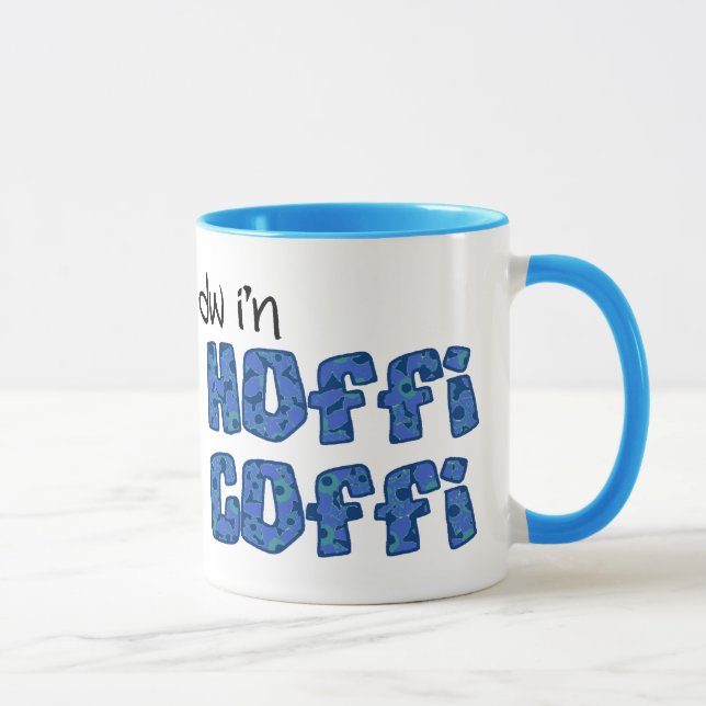 Mug de café gallois : Hoffi Coffi, Flore bleu fonc (Droite)