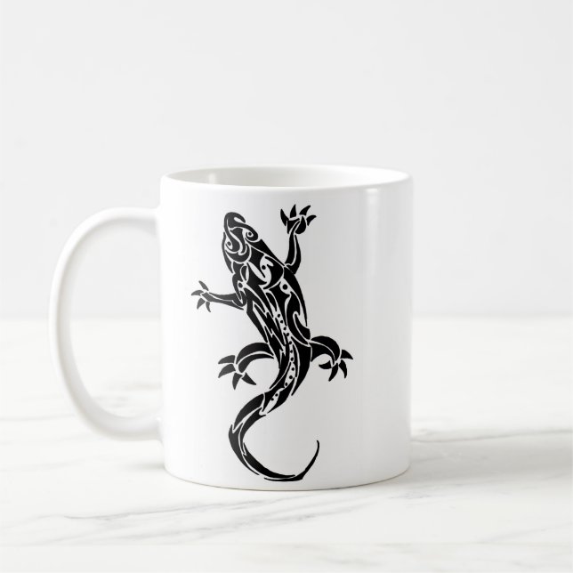 Mug de café Gecko de tatouage tribal (Gauche)