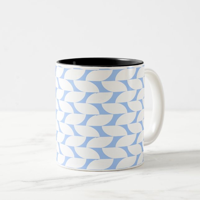 Mug de café géométrique moderne bleu et blanc (Devant droit)