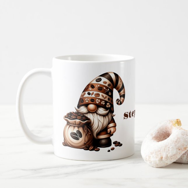 Mug de café Gnome personnalisé (Avec donut)