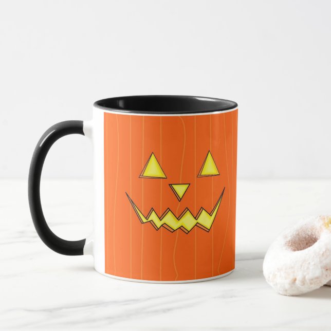 Mug de café Halloween avec le visage Jack-o-Lanter (Avec donut)