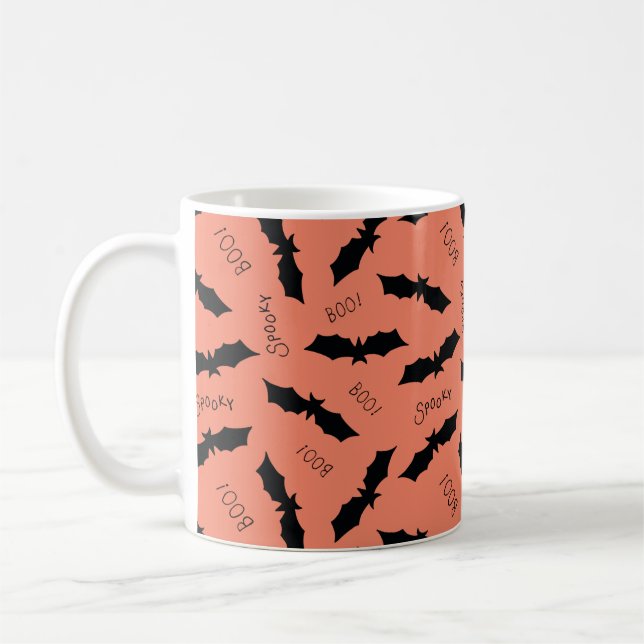 Mug de café Halloween Chauves-Souris Orange (Gauche)