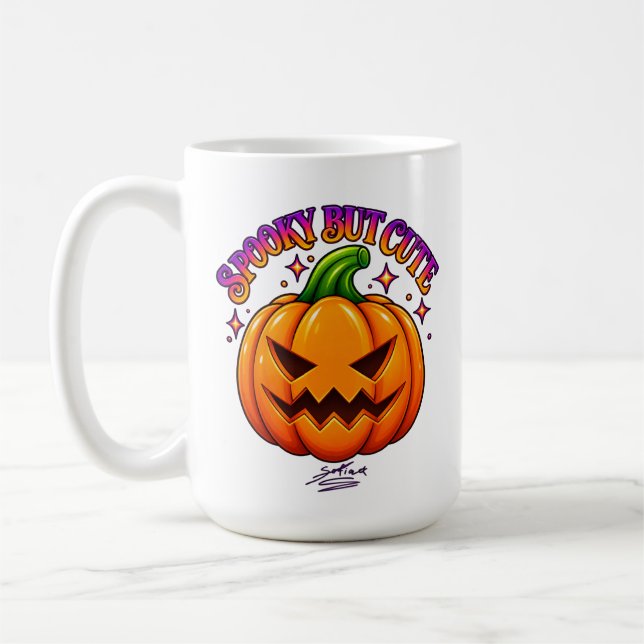 Mug de café Halloween mignon Citrouille effrayant  (Gauche)