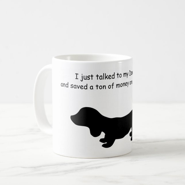 Mug de café humour assurance auto drôle de dachshu (Devant gauche)