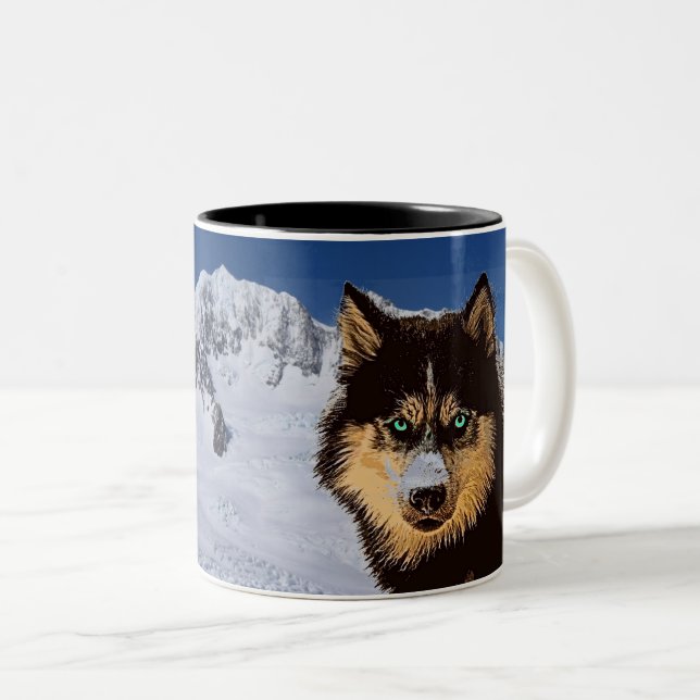 Mug de café Husky Sibérien (Devant droit)