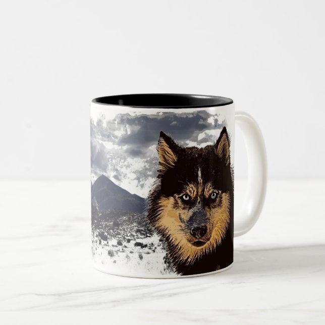 Mug de café Husky Sibérien (Devant droit)