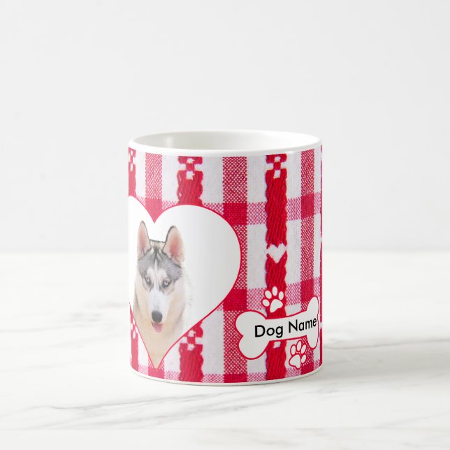 Mug de café Husky Sibérien en forme de coeur perso (Centre)