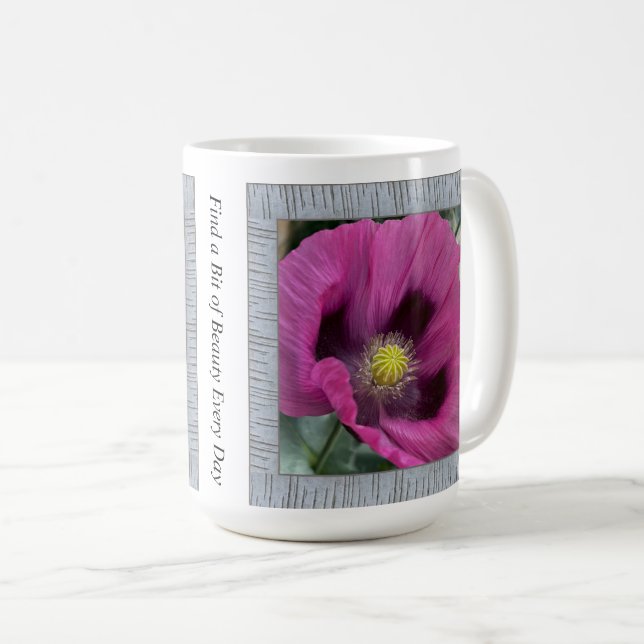 Mug de café inspirant avec des Poppies magenta (Devant droit)