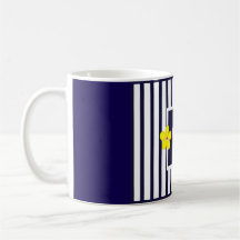 Mug de café jaune brillant rayé de la marine