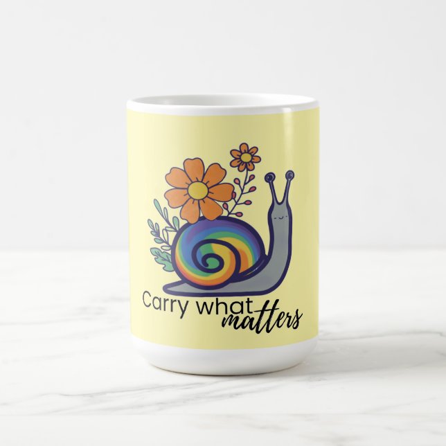 Mug de café joli rétro fleur en arc-en-ciel escarg (Centre)